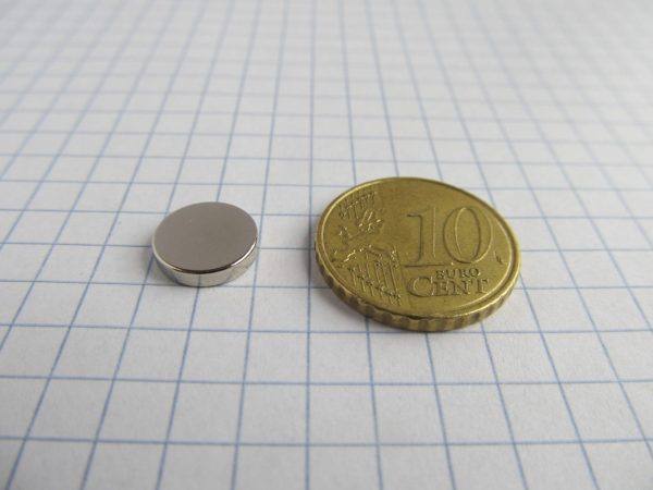 Neodýmový magnet valec 10x2 mm - N38