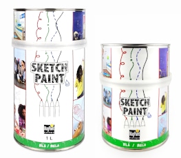 Sketchpaint-popisovateľná farba na stenu biela lesklá rôzne balenia