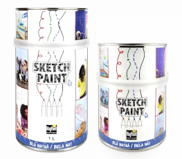 Sketchpaint-popisovateľná farba na stenu biela matná rôzne balenia