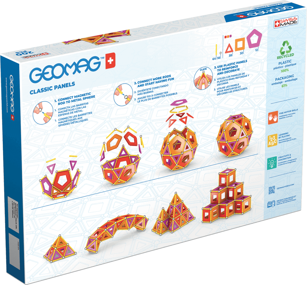 Geomag Classic Color 86 Pièces – Aimants, Sphères, Bases – Construction 3D – Dès 3 Ans – Fabrication Suisse