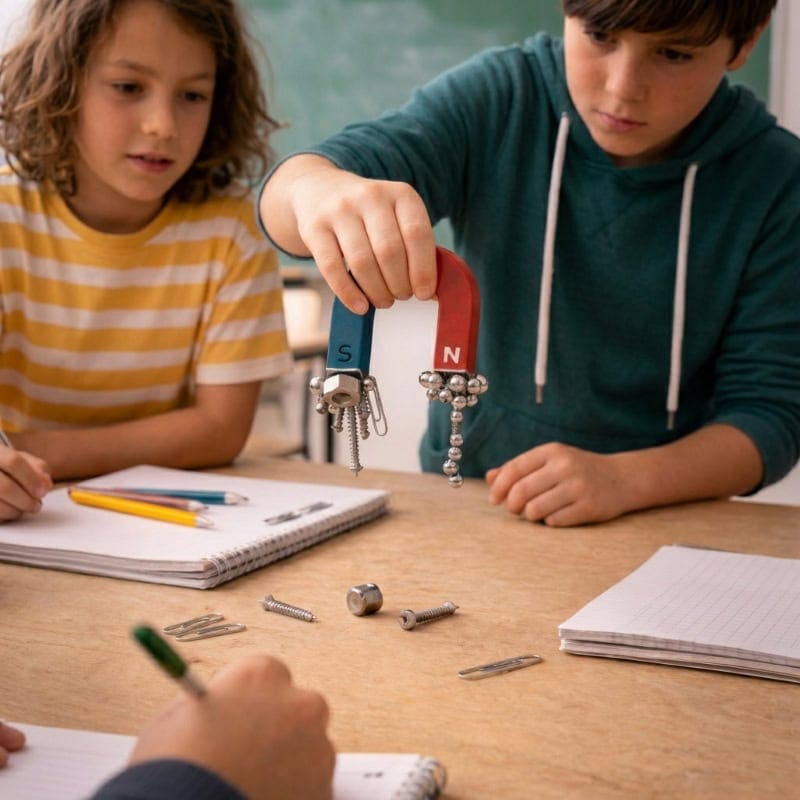 Podkovitý magnet v školskom experimente