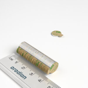 Neodýmový magnet valec 10×1 mm so samolepkou - N38