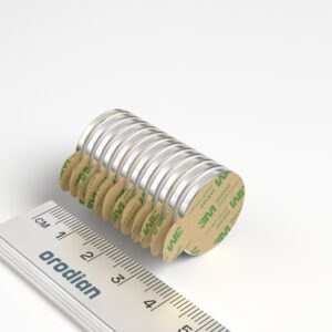 Neodýmový magnet valec 20×2 mm so samolepkou - N38