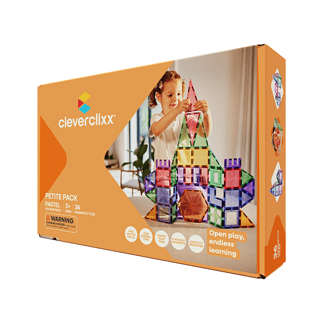 Magnetická stavebnica Cleverclixx – pastelové kráľovstvo, 36 dielikov