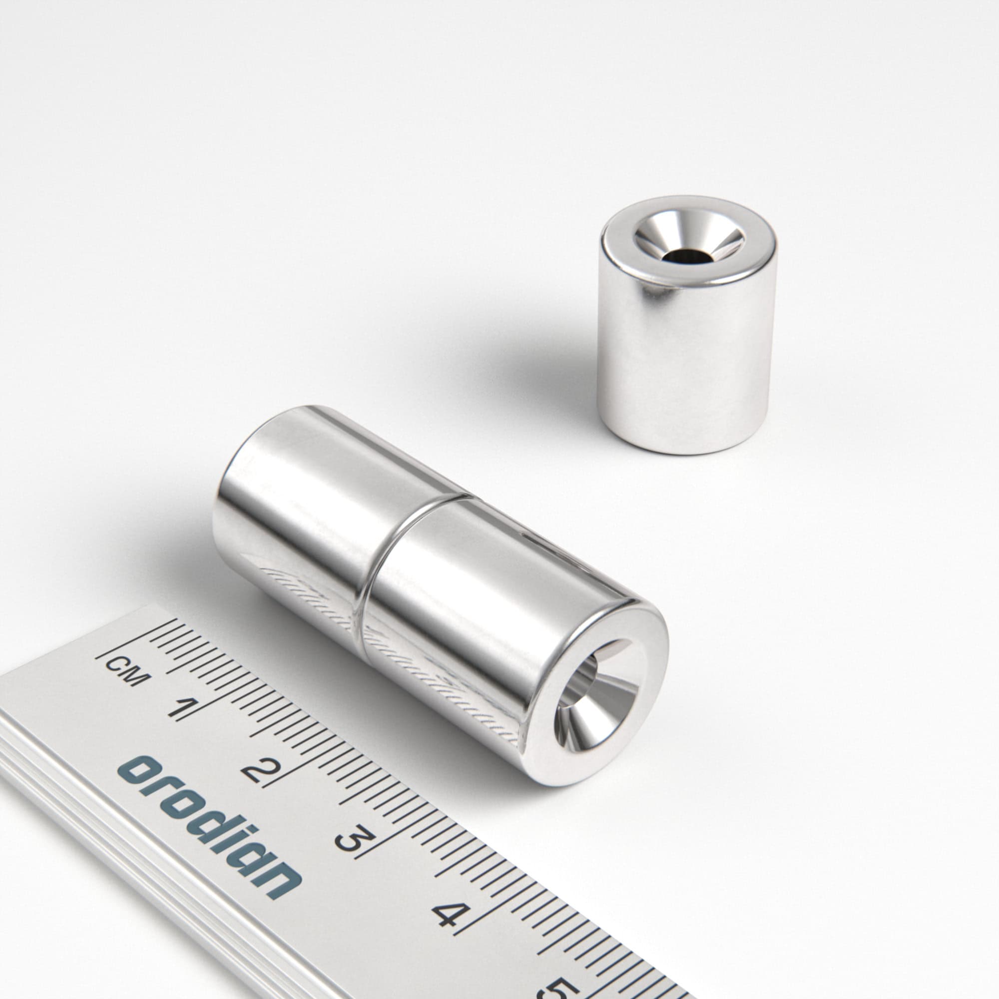 Neodýmový magnet valec 15×17,5 mm s dierou M4 (diametrálna magnetizácia) - N42